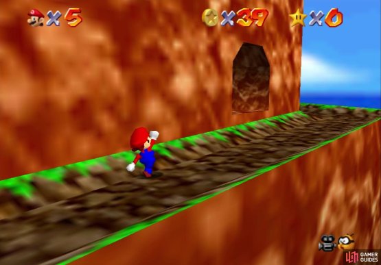 Look for the alcove in the mountainside while going up it