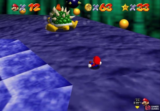Throwing Bowser into a bomb might take some practice