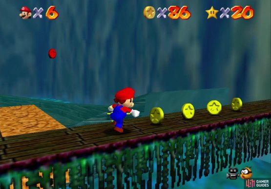 There are 15 coins on the thing walkways by the ship