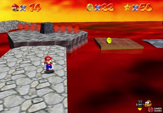 Some of the coins from the Bullies will take unlucky bounces and land in the lava
