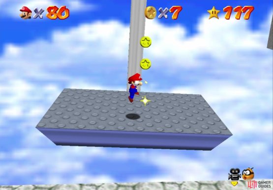 You can get some coins on the swinging platforms