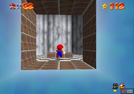 Jump through the large hole to find a smaller one to enter