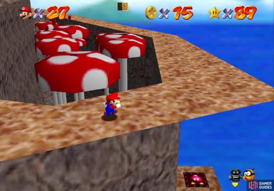 The first set of coins are located on these mushrooms