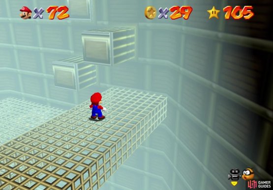 On this cage-like platform, look for the three moving bars