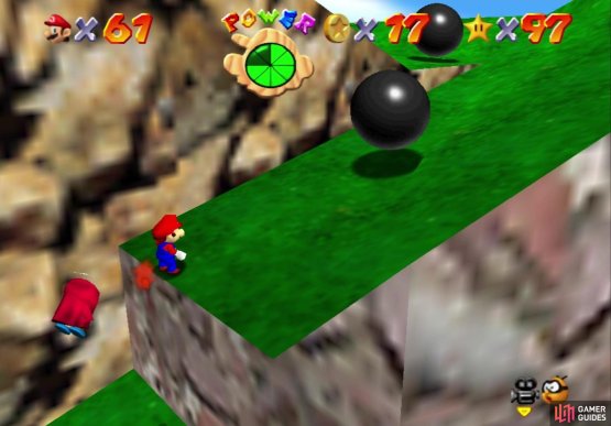 As you climb the mountain, you will run into a lot of iron balls