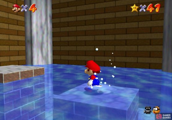 Ground Pound these two pillars to drain the water