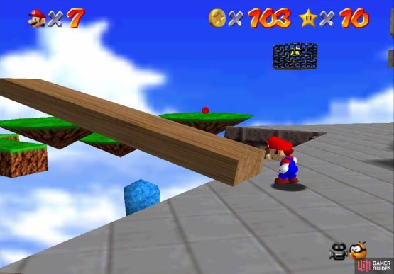 Knock over the wooden plank for easy access to the floating platforms