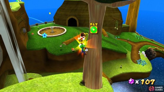 If you still have Bee form, you can fly up and bonk him off the tree