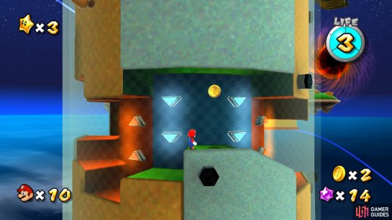 the gravity walls determine which way up Mario walks.