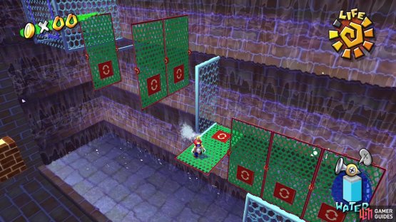 Use your spray nozzle to rotate the green mesh platforms