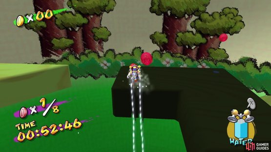 Use your FLUDD device to hover over disappearing blocks