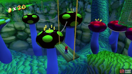 You&rsquo;ll need to jump across the toadstools using the ropes
