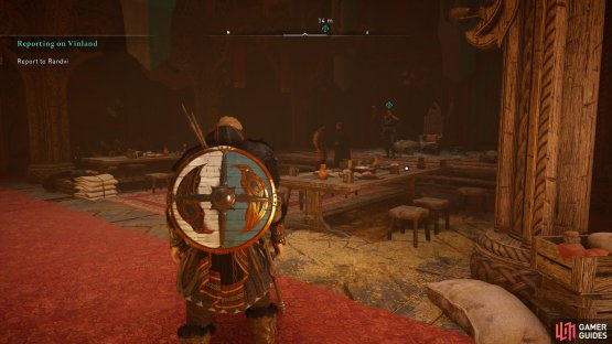 Approach Randvi, Holger, and Gudrun to begin the quest.
