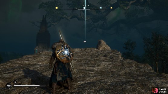 Approach the cliff and interact with the chat bubble to begin flyting with Thor.