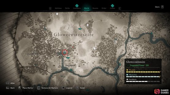 The location of the artifact at St. Kenhelm&rsquo;s Falls.