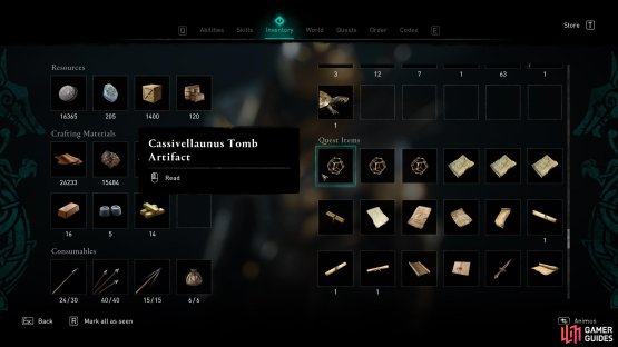 You&rsquo;ll find the artifacts in your inventory once you&rsquo;ve looted them.