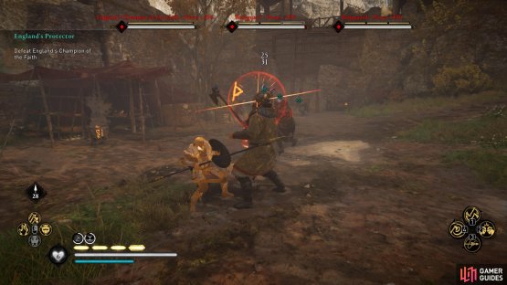 Be sure to dodge or roll away from red rune aura attacks, or interrupt them with your own special abilities.