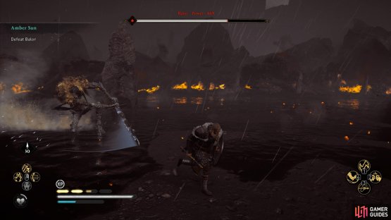 Balor will sometimes spin in a frenzy if you get too close, so you&rsquo;ll need to get out of his range as soon as possible when this happens.