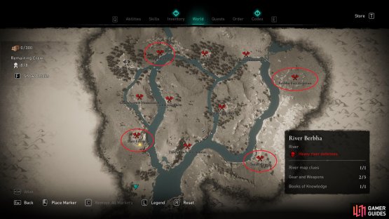You can find Lugh&rsquo;s Disguise and Lugh&rsquo;s Helmet at any of the military locations circled above.