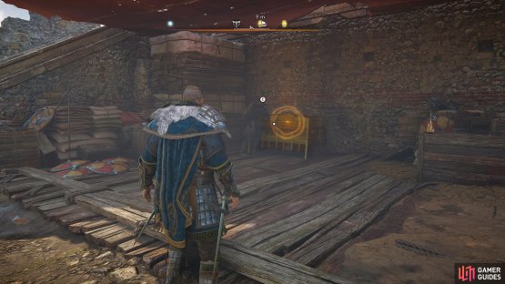 The chest at the northern bridge can be found beneath a red canopy.
