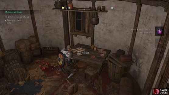 You&rsquo;ll find the clue in on a table in one of the burned houses.