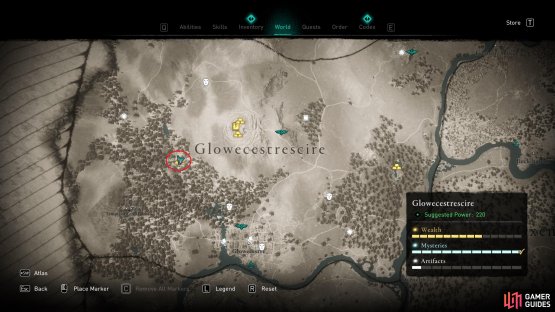 The location of the camp in the Aelfwood.