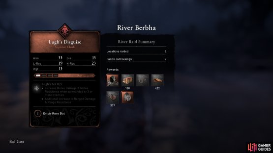 The stats of the Lugh&rsquo;s Disguise cloak in its base Superior form.