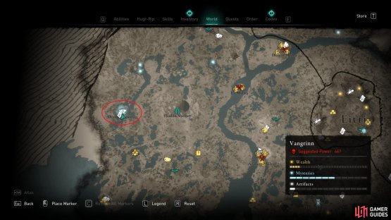 The location of the Draupnir Smida mystery, in western Vangrinn.