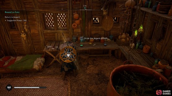 You&rsquo;ll need to drink the potion in Valka&rsquo;s hut to return to Asgard.