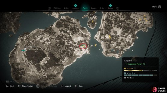 The location of the second Ymir&rsquo;s Tear Stone that can be found east of Utangard Chasm.