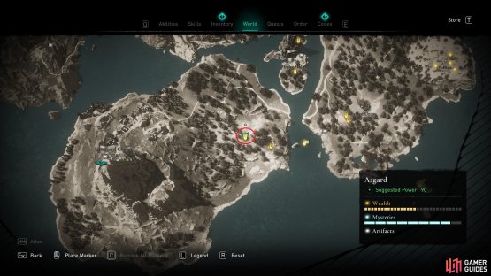 The location of the Ymir&rsquo;s Tear Stone east of Utangard Chasm.