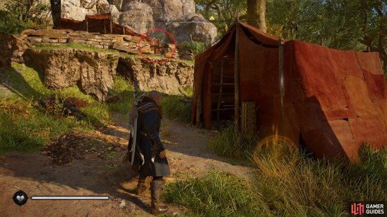 You&rsquo;ll find the key to the chest on a table nearby, circled here in red.