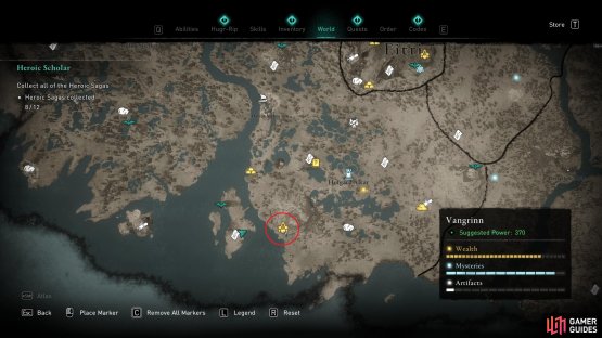 The location of Fornama in southern Vangrinn.