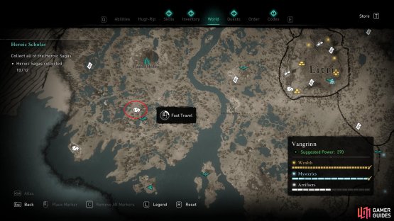 The location of the Uncut Gemstone south of the Hodda Shelter.