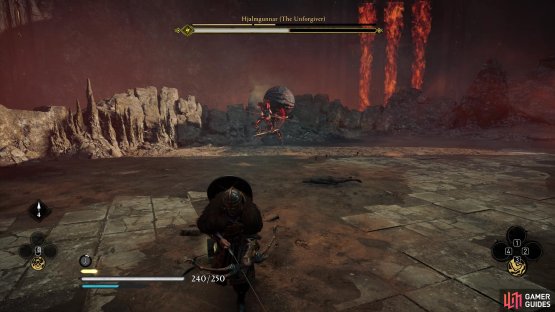 Look out for the red rune auras above Hjalmgunnar’s head, indicating an incoming unblockable attack.