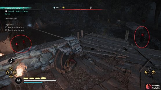 Use Odin&rsquo;s Sight to identify the bandits in the camp and plan your attack without being detected.