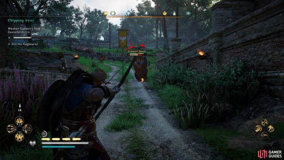 You&rsquo;ll find weak points on the flagbearer&rsquo;s left foot and right arm.