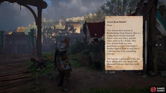 You&rsquo;ll find the letter from Randvi in your inventory if you miss it popping up on your screen.