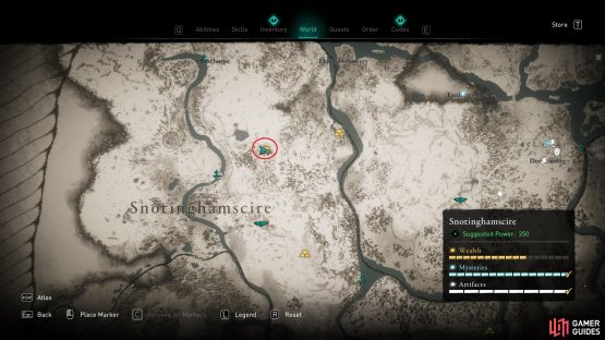 The location of Maneis Outpost in the east of Snotinghamscire.