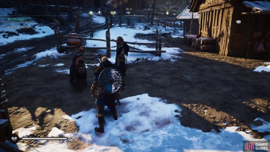 You&rsquo;ll find Manning by the docks, speaking with another man.