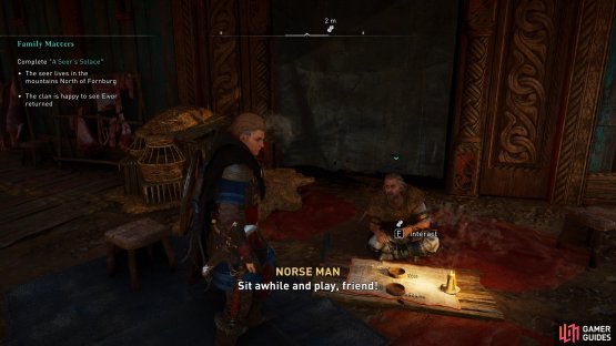 Speak with the Norse Man to play a game of Orlog.