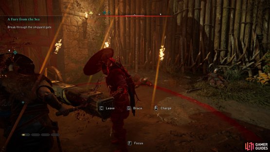 Be sure to use your shield to protect yourself and your warriors when using the battering ram.