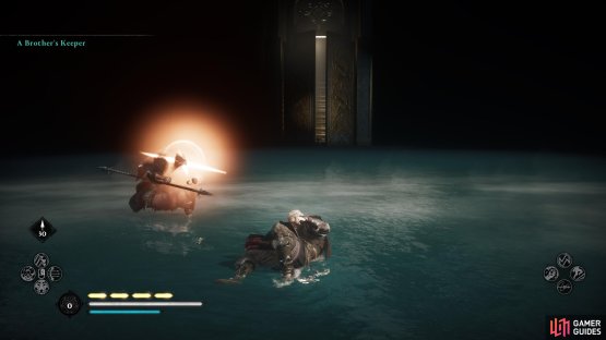 You can&rsquo;t win the fight against Odin until you unequip your axe. You can then run to the door to escape.