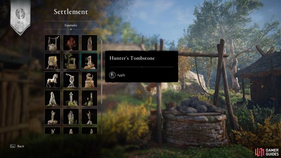The amount of settlement cosmetics available to you will vary depending on what you&rsquo;ve acquired so far throughout your playthrough.