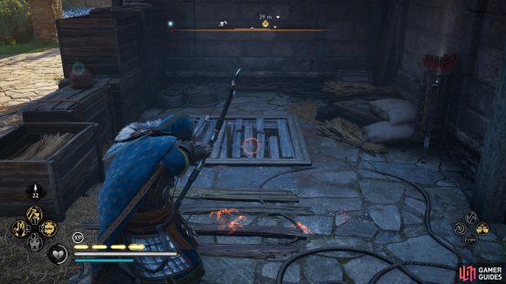 You&rsquo;ll need to shoot the wooden barrier to reveal the cursed symbol behind it.
