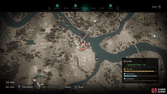 The location of the wealth chest in the southeast of the monastery.