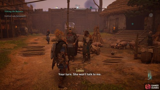 Speak with Aethelswith and persuade her to tell you where King Burgred is hiding.