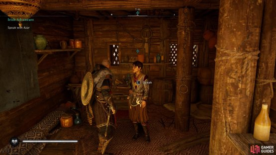 Speak with Azar at the Irish Outpost in eastern Ravensthorpe.