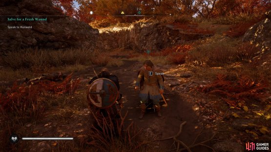When all the Saxon warriors are dead, speak with Hunwald.