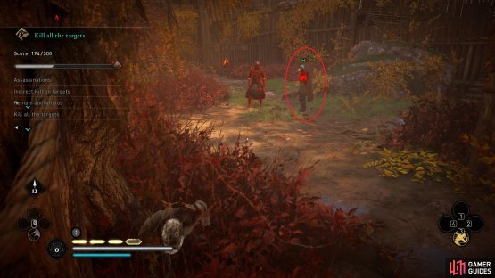 The marked targets are those with teal arrows above their head, such as the one n the right here.